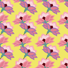 Watercolor seamless pattern with garden flowers. Vintage spring or summer floral pattern. Flower seamless pattern. Botanical art. Wedding floral