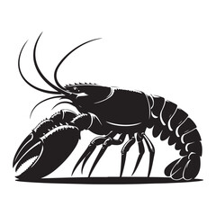 Striking silhouette of a realistic lobster perfect for seafood branding and nautical designs