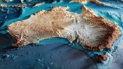 australian continent detailed terrain map