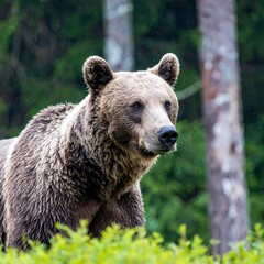 Fototapeta premium Brown bear in forest (10)