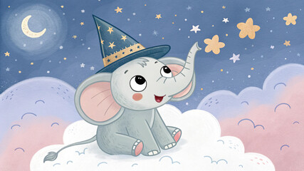 Adorable Cartoon Mouse Wizard with Magic Wand