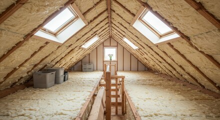 Efficient Attic Insulation for Cozy Homes - Insulated attic, energy savings, home comfort, enhanced living space, improved home value. Symbolises warmth, efficiency, and a cozy atmosphere