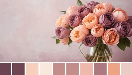 Pastel Rose Bouquet with Color Palette Swatches flowers