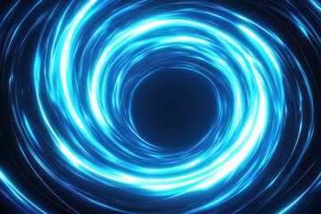 Vibrant blue neon swirl creating a mesmerizing light effect in abstract art