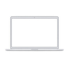 Modern silver laptop computer isolated on transparent background