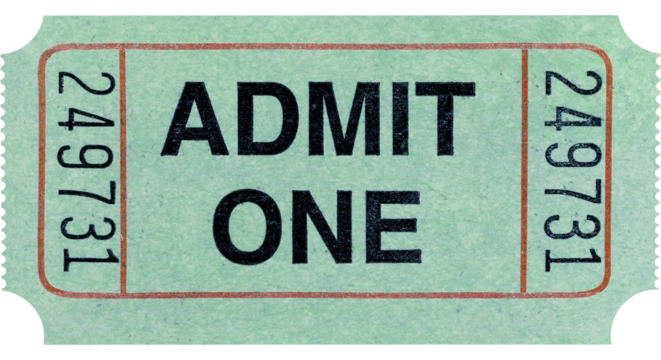 PNG Vintage Green Admit One Ticket.