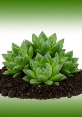 Obraz premium Lush Green Succulents in Rich Soil - Vibrant succulents symbolize growth, resilience, nature, serenity, and prosperity. A perfect for home decor, gardening, and wellness themes