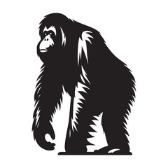 Majestic orangutan silhouette in profile graceful wildlife art