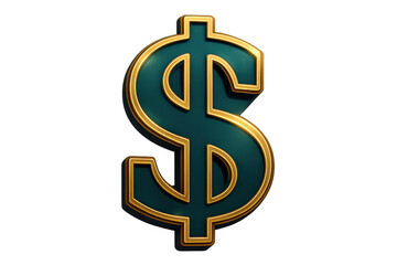Obraz premium Shiny green and gold dollar sign representing riches, prosperity, and financial achievement, set against a clear background