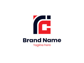 Vector Red and  Black color IC logo design. IC logo template with red and black colors. CI logo, CI letter