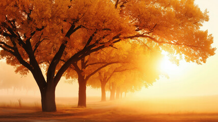 Autumn sunrise over trees scenic park nature photography tranquil view