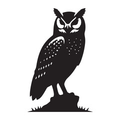 Elegant owl silhouette design in classic black and white style
