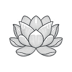 Exquisite Lotus Flower Illustration Detailed Line Art for Serene Designs and Spiritual Projects on a Clean White Canvas