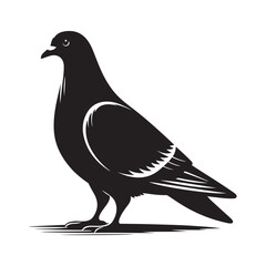 Elegant silhouette of a pigeon in flight symbolizing freedom and peace