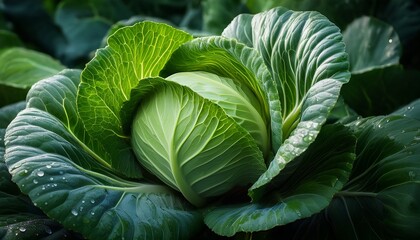 Fototapeta premium fresh green cabbage with vibrant leaves showcasing its natural beauty and healthy appeal perfect for salads and cooking