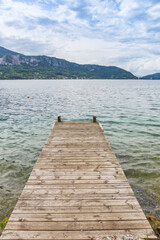 Wooden jetty at te lake in Annecy, France
