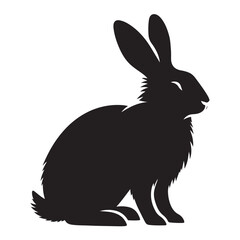 Simple black rabbit silhouette on a white background perfect for easter or wildlife designs