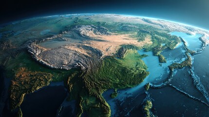 east asia terrain satellite view