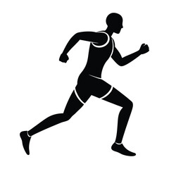 Marathon Runner Silhouette Vector Depicting Athletic Motion And Speed