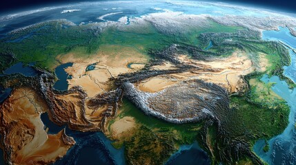 central asia terrain satellite view