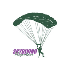 Skydiving logo design vector. Silhouette Skydiving Player Template Illustration