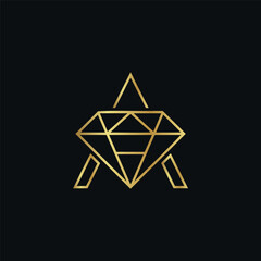 An elegant logo of a geometric diamond with the letter 'A' subtly integrated into its facets. The golden line art on a dark background conveys luxury, exclusivity, and premium quality.