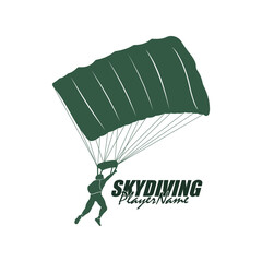 Skydiving logo design vector. Silhouette Skydiving Player Template Illustration