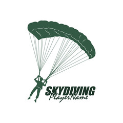 Skydiving logo design vector. Silhouette Skydiving Player Template Illustration