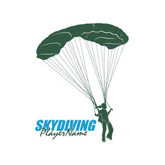 Skydiving logo design vector. Silhouette Skydiving Player Template Illustration