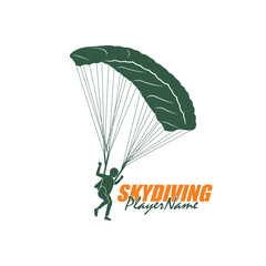 Skydiving logo design vector. Silhouette Skydiving Player Template Illustration