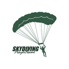 Skydiving logo design vector. Silhouette Skydiving Player Template Illustration