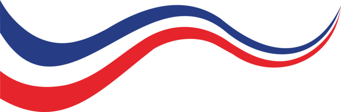 French flag tricolor rainbow curvy design Wavy Blue and Red Stripe Abstract Swoosh Design Dynamic Blue and Red Flowing Lines Made in France wavy colored with the French tricolor