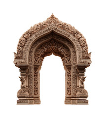 Intricate decorative arch southeast asia architectural design isolated on transparent background, png