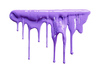 Dripping purple paint on digital creative space isolated on transparent background, png