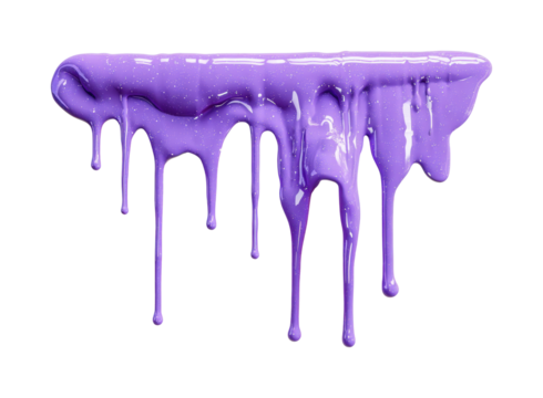 Dripping purple paint on digital creative space isolated on transparent background, png