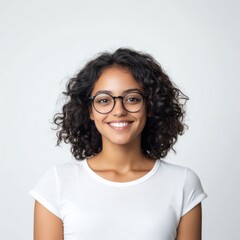 Obraz premium Smiling woman with curly hair