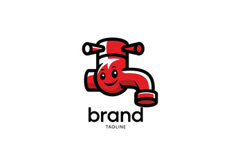 Happy Faucet Character Mascot Logo