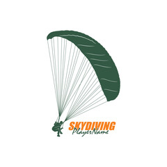 Skydiving logo design vector. Silhouette Skydiving Player Template Illustration
