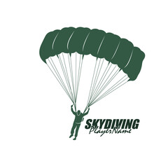 Skydiving logo design vector. Silhouette Skydiving Player Template Illustration