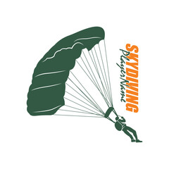 Skydiving logo design vector. Silhouette Skydiving Player Template Illustration