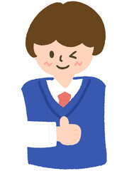 최고 따봉하는 교복 입은 학생