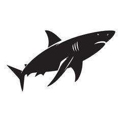 Dynamic shark silhouette design for aquatic and marine themes silhouette