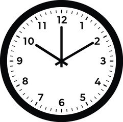 Vector illustration of a classic analog clock, displaying the time 10:10, perfect for business, time management, schedule, and deadline related design projects.