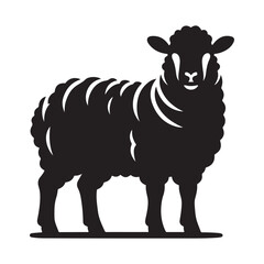 A classic black and white silhouette of a sheep perfect for farm or countryside themes