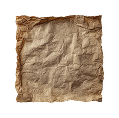 Obraz premium Crumpled brown paper texture detail isolated on transparent background, png