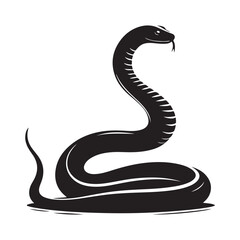 Intricate cobra snake silhouette design in black and white