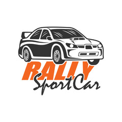 Sport Rally Car logo design vector. Silhouette Rally Car Template Illustration