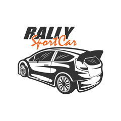 Sport Rally Car logo design vector. Silhouette Rally Car Template Illustration