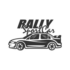 Sport Rally Car logo design vector. Silhouette Rally Car Template Illustration
