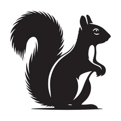 Charming silhouette of a squirrel in a natural pose vector design